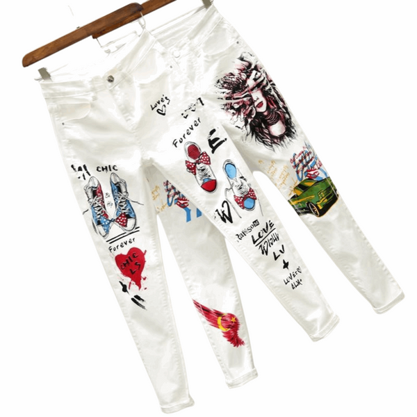 Summer of Dreams: Women's White Graffiti Skinny Jeans – Black MadonnaHP